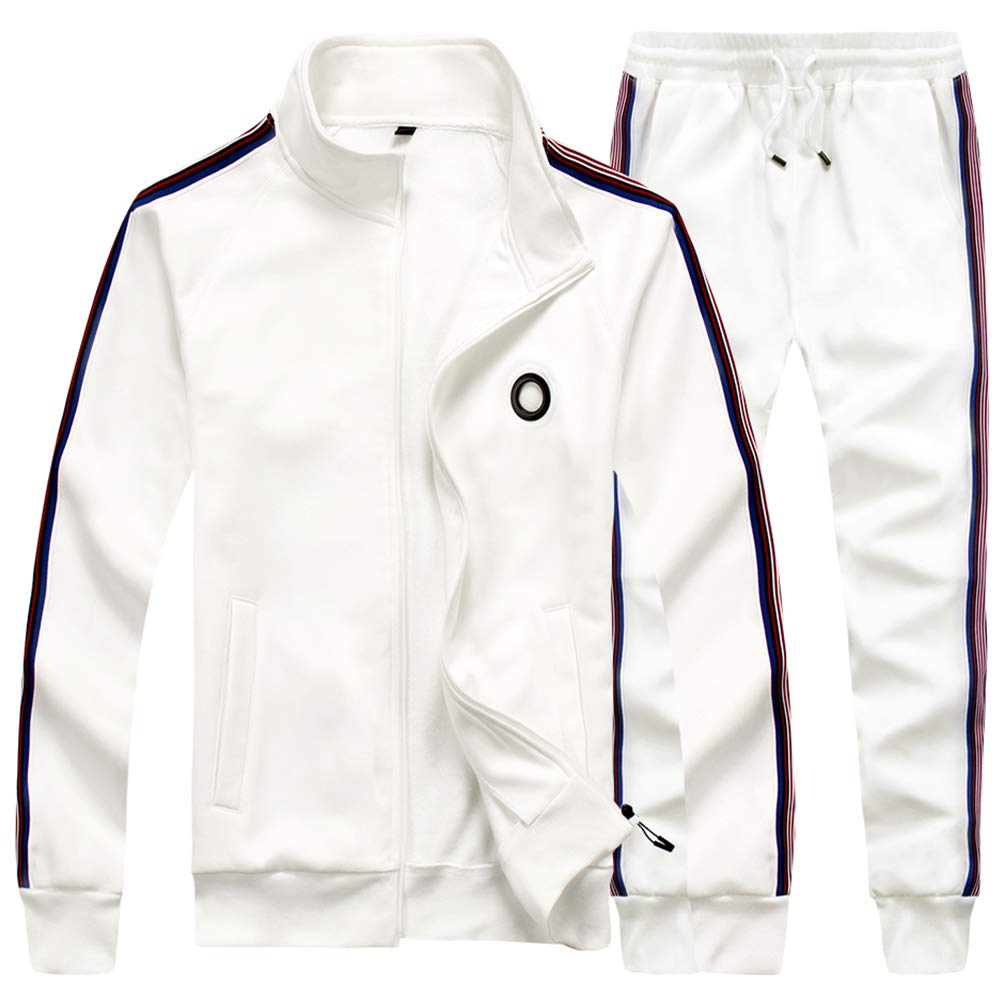 Photo 1 of *MINOR DAMAGE - USED*
AOTORR Men's Sports Tracksuit Athletic Full Zip Casual Sweat Suits Jogging Gym Sweatsuit White L