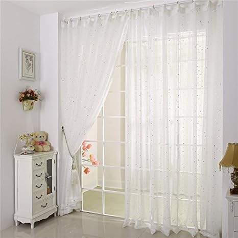 Buy Imported White Star Tulle Curtains Modern Curtains For Living