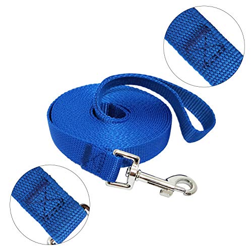 Nylon Training Dog Leash for Small Medium Large Dogs, 15ft 20ft 30ft 50ft Long Leash Dog/Puppy Lead for Obedience Recall Training, Camping (15ft, Blue)