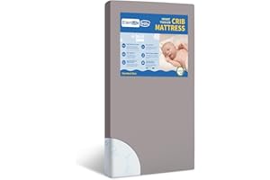 ELEMUSE Breathable Baby Crib Mattress, Cooling Sheet for Baby Night Sweats, Washable & Removable Waterproof Cover, CertiPUR-US Certified Firm Foam, Fits Standard Full-Size Infant & Toddler Bed, Gray
