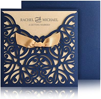 WEBO 20X Laser Cut Invitations Cards Kit With Rustic Rope For Wedding Invitations,Bridal Shower Invitations Rehearsal Dinner Invitations,Bachelorette Party Invitations,Engagement,White Invitation