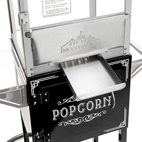 Olde Midway Vintage Style Popcorn Machine Maker Popper with Cart and 8-Ounce Kettle - Black Olde Midway Vintage Style Popcorn Machine Maker Popper with Cart and 8-Ounce Kettle - Black