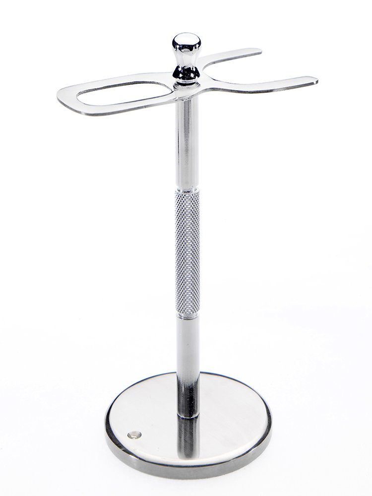 Quality Straight Cut Throat Razor and Shaving Brush Stand.Chrome Finish