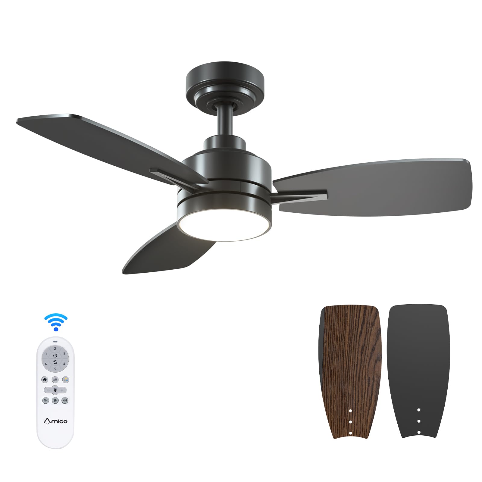 Ovlai 52 Inch Solid Wood Ceiling Fans With Lights Reote Control For