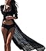 Ayliss Womens Lace Long Kimono Cardigan Maxi Bikini Swimsuit Cover Up,Black, One Size fit US 0-14, Black