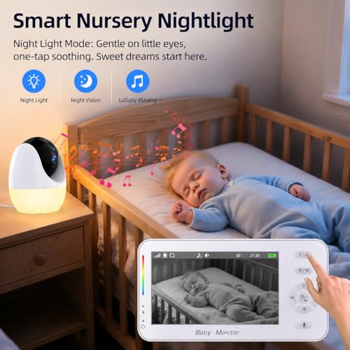 CallToU Baby Monitor with 1080P HD Camera, Hybrid 2.4GHz Wi-Fi & No Wi-Fi Connection, 4× Zoom, Pan-Tilt,Temperature Display,Lullabies & Night Light,4.3-Inch Screen,Remote Baby Monitoring from Anywhere
