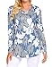 Sweetnight Women Floral Print V Neck Button Decor Peasant Summer Swing Tunic Tops Shirts
