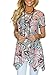 MIROL Womens Summer Short Sleeve Floral Print Irregular Hem Asymmetrical Loose Fit Tunic Tops, Pink, X-Large