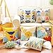 sykting Spring Summer Floral Pillow Covers 20x20 Pack of 2 Thick Cotton Linen Outdoor Pillow Covers for Patio Furniture Porch Blue and Yellow Throw Pillow Covers for Couch Sofa Bed Chair