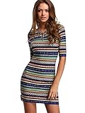 MakeMeChic Women's Casual Mini Vintage Print Sheath Party Dress
