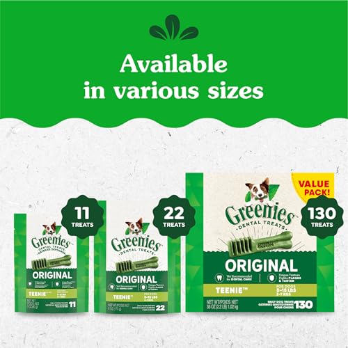 GREENIES ORIGINAL TEENIE DENTAL DOG TREATS, 54 OZ. PACK (192 TREATS)