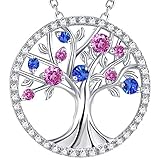 The Tree of Life Jewelry October Birthstone Created Pink Tourmaline Necklace Birthday Gift For Her Sterling Silver