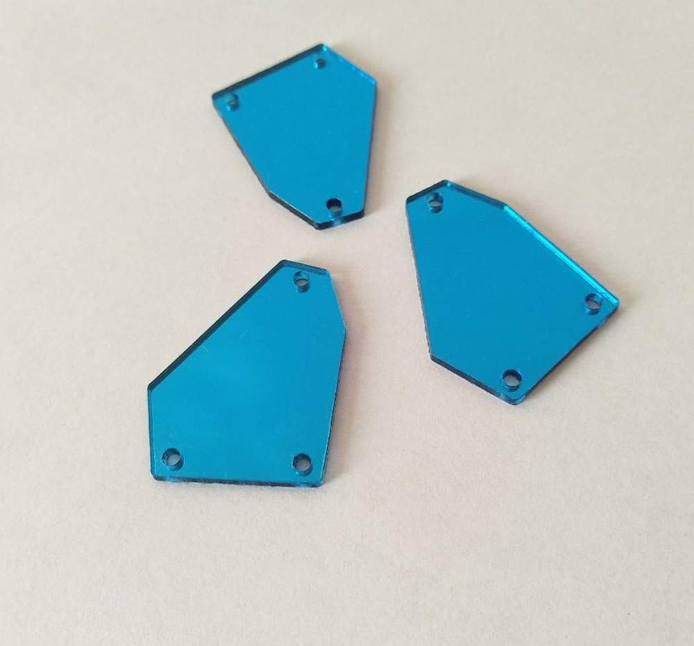 30PCS of Sew On Acrylic Irregular Mirror,DIY Mirrored Rhinestones for Costume Evening Dresses Cloth Garment Accessory 35MM (Blue, 35MM)