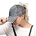 Hatsandscarf C.C Messy Buns Damaged Denim Fabric Trucker Hat with Ponytail Baseball Cap (BT-8) (Lt.Denim)