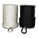 SGT KNOTS Nylon Anchor Rope w/Thimble White/Black Double Braid Nylon Anchor Line (3/8-1/2 in) - Braided Boat Anchor Rope - Marine Rope Lines for Anchors - Ancor Ropes for Boats (100-150 ft)