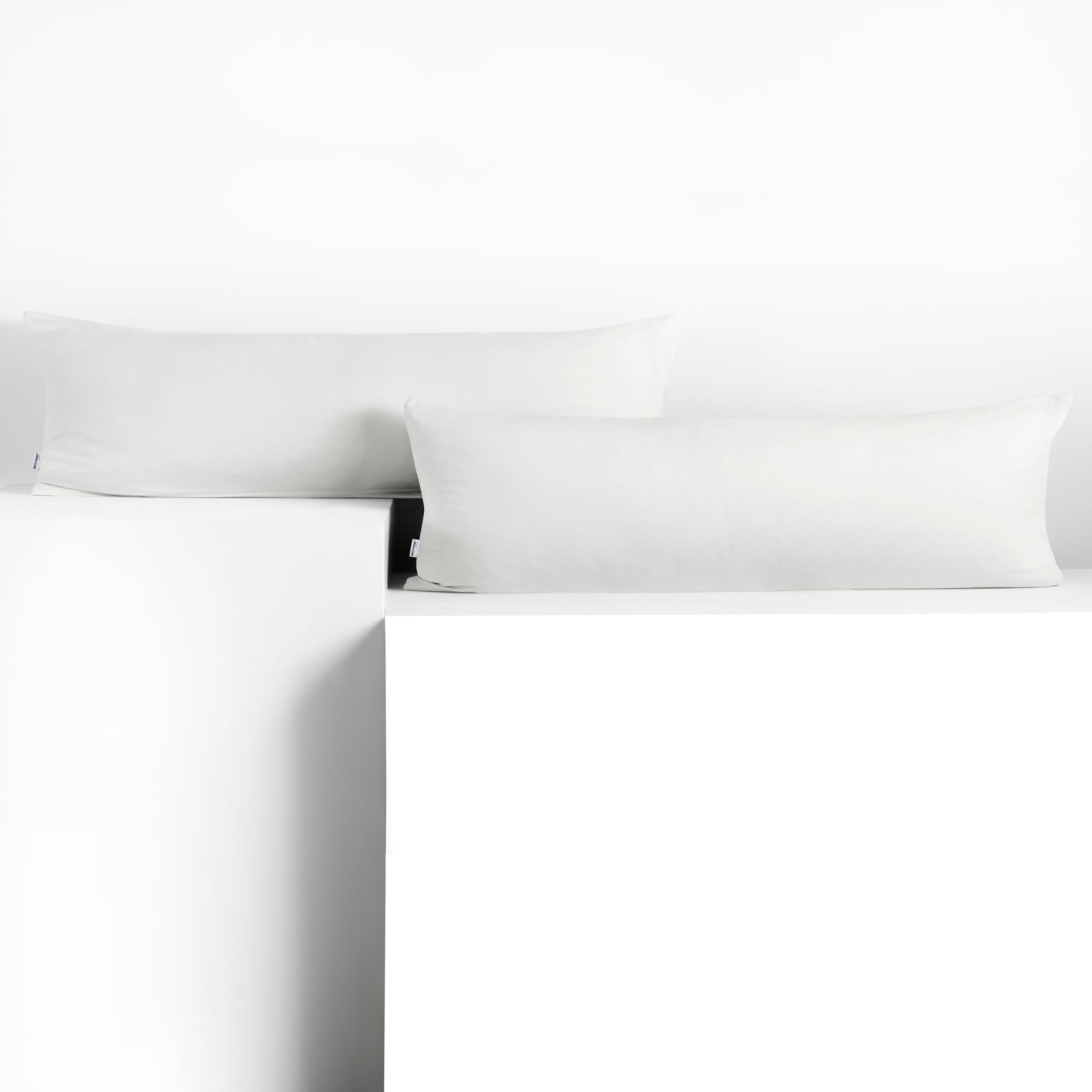 DecoKing 2 Pillowcases 40 x 145 cm Jersey 100% Combed Cotton Zip White Amber