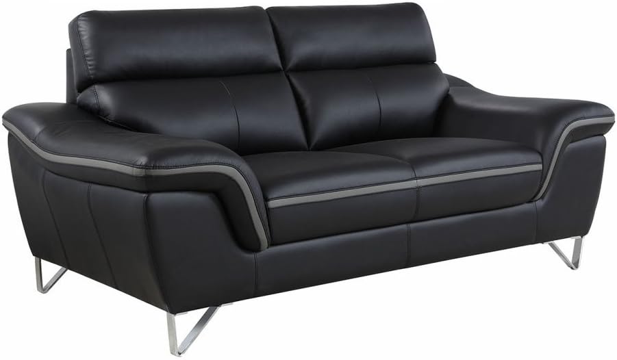 Blackjack Furniture The Bailey Collection Leather Match Upholstered Living Room Sofa and Loveseat Set, 2 Piece, Gray: Furniture & Decor