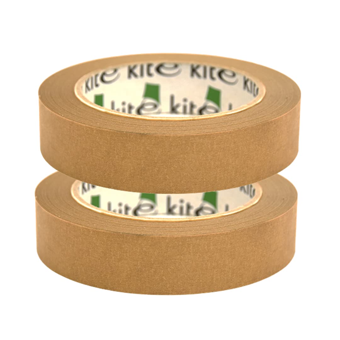 2X 25mm x 50m Framer's Tape - Brown Masking Tape - Self-Adhesive Kraft Paper Material, Ideal for Picture framing, Masking, Decorating and or Packaging - Eco-Friendly - 100% Recyclable - Vegan(2)