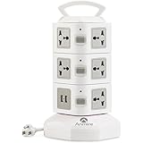Anmire Vertical Power Strip Multi-sockets 11 Outlets and 2 USB, 2500W, 110-250 Worldwide Voltage Tower Power Socket Universal Jack Outlets with 6.5 Feet Cord for Home and Office