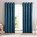 HLC.ME Redmont Lattice Geometric Thick Soft Thermal Insulated Energy Efficient Room Darkening Privacy Blackout Grommet Curtain Panels for Living Room - Set of 2 Panels (52 x 84 Inches Long, Teal Blue)
