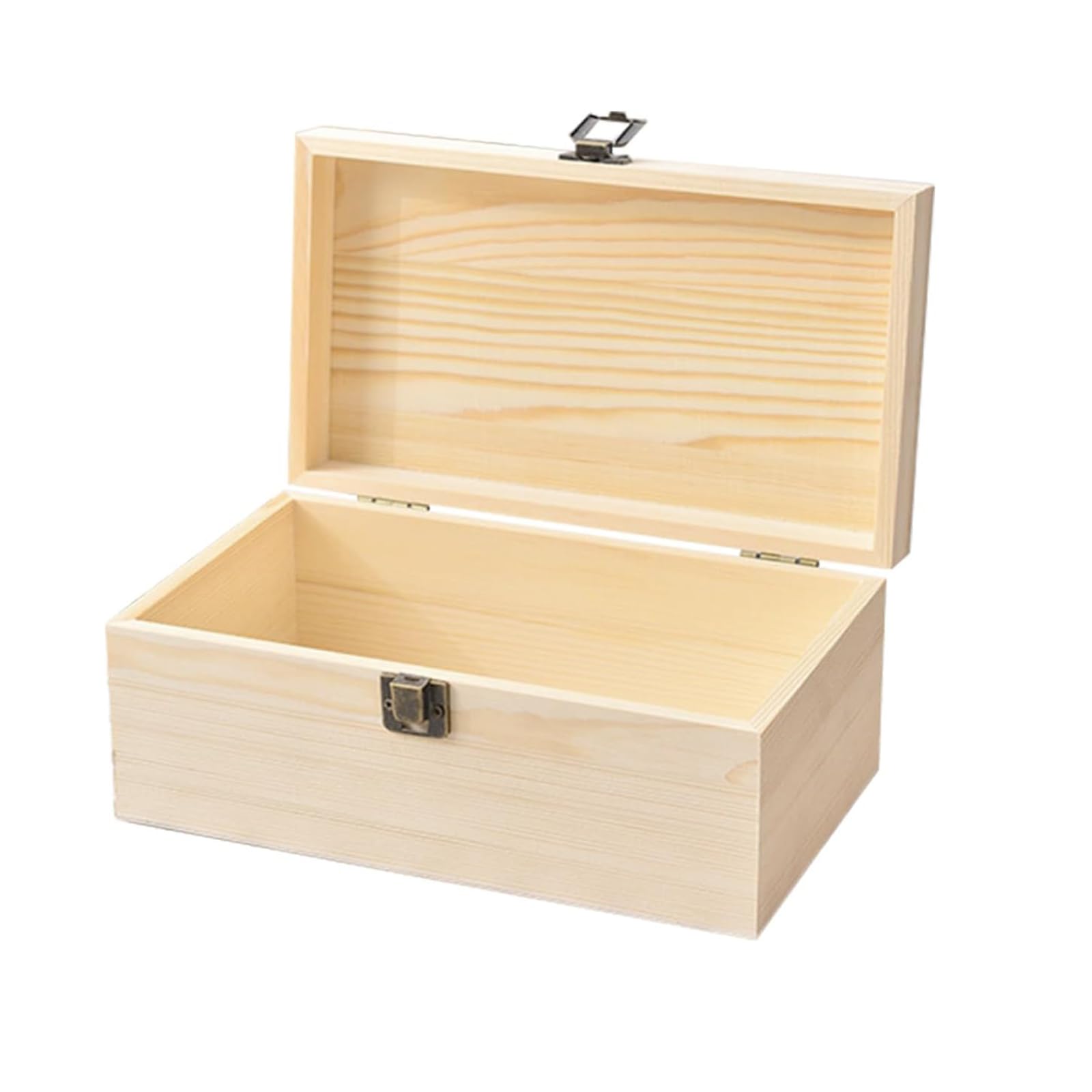 Photo 1 of Aiofaervy Large Unfinished Wooden Box with Locking Clasp, 13x10x4.5 inch Natural Wooden Storage Boxes Unfinished Pine Wood Box for Art Hobbies Photos Jewelry DIY and Home Storage