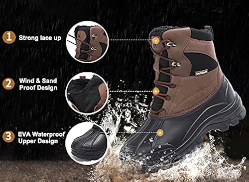 UPSOLO Men's Duck Boots - Waterproof Winter Snow Boots, Insulated & Fur Lined