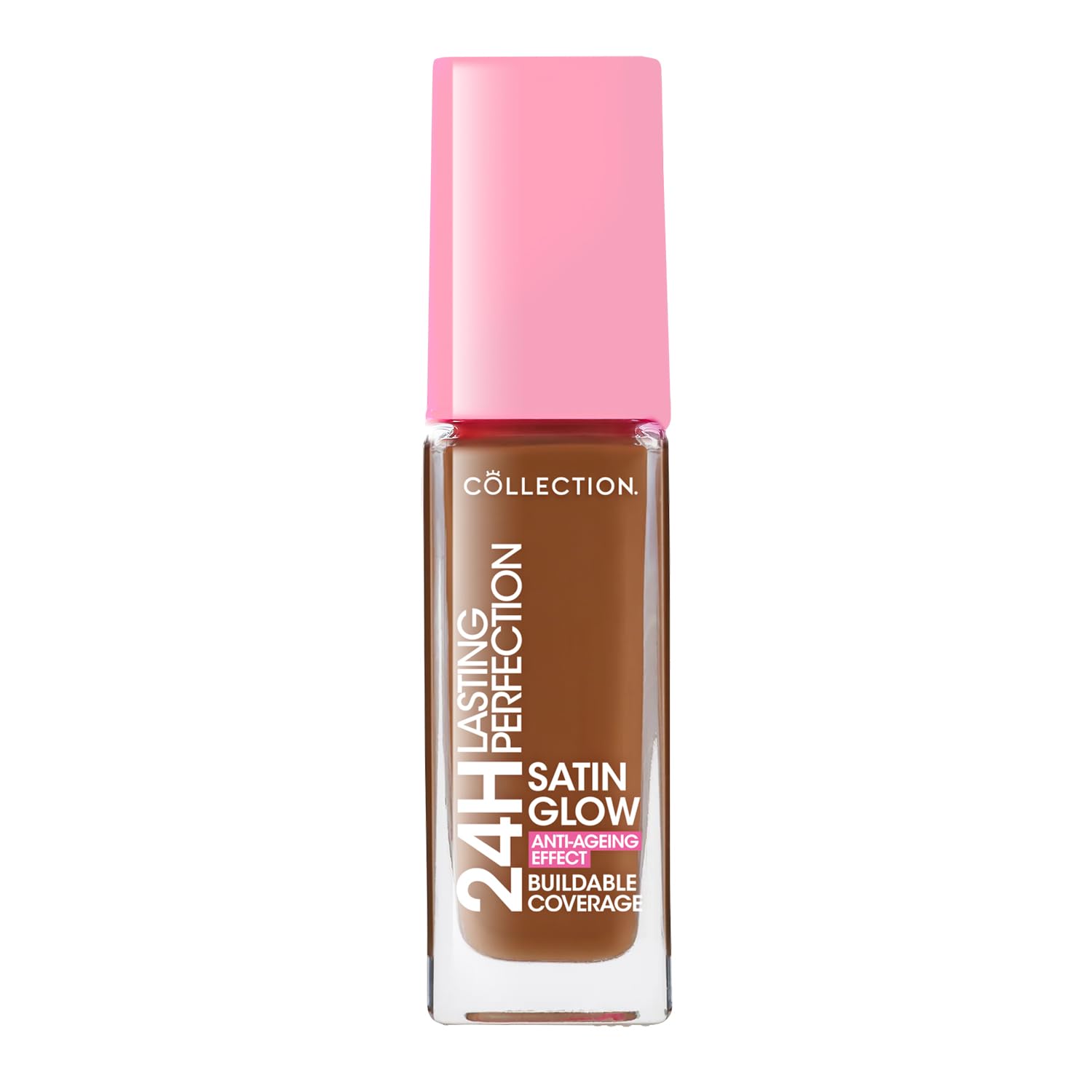 Collection Cosmetics Lasting Perfection Satin Foundation, Full Coverage, Anti-Ageing Effect, 24 Hour Wear, Contains Hyaluronic Acid, 27ml, Chesnut Neutral