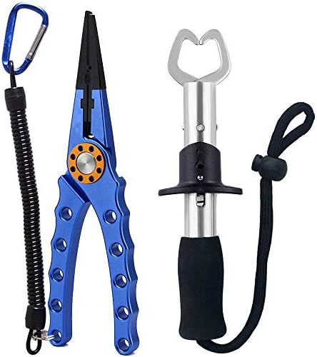 Aluminum Fishing Pliers Braid Cutters Split Ring Pliers Hook Remover Fish Grapper Tools with Sheath and Lanyard