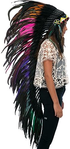 Extra Long Feather Headdress- Native American Indian Inspired- Electric