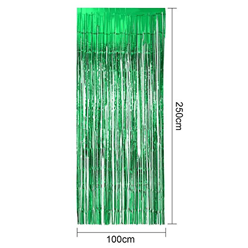SENREAL 4pack 6.5x3.2 ft Foil Curtains Metallic Fringe Curtains Backdrop Panel Room Divider Wedding Birthday Party Decoration Drapery,Tinsel Curtain Blue