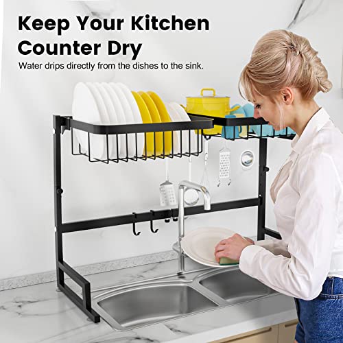 MERRYBOX Over The Sink Dish Drying Rack, SS6503 Adjustable Length (25.