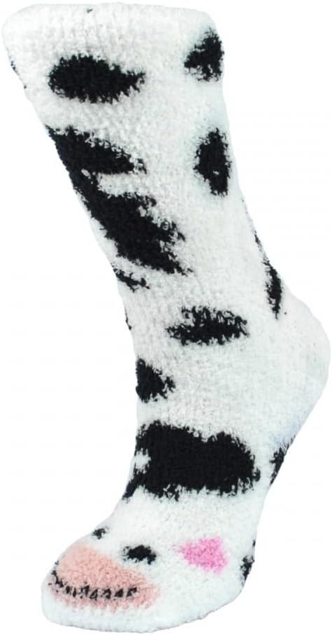COSY TOES PAIR ANIMAL SLIPPER SOCKS COW Size 4-7 (50599) - BRAND NEW AND BOXED by Cosy Toes