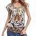 GBSELL Women Summer Fashion Animal Print Short Sleeve Casual T Shirt Tops Blouse (L, tiger)