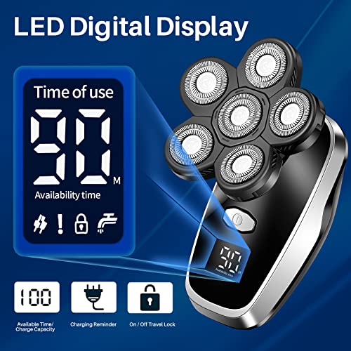 YHAYHO Head Shavers for Bald Men Upgraded Electric Razors Multifunctional Electric Shaver for Balding Head Waterproof Mens Head Razor Cordless Rotary Shaver Rechargeable Razors for Bald Man (Black)