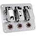 Pilot Automotive PL-SW53CR Performance 3 Row Chrome Safety Cover Toggle Switch with Red Indicator Lights
