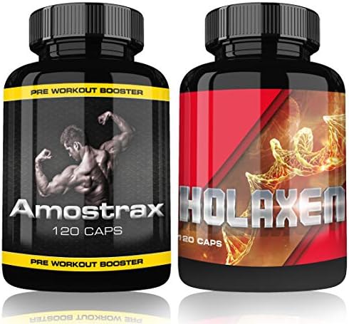 Amostrax & Holaxen Kombipaket - 240 capsules - Testo Booster - Improved formula for more strength and pump - Anabolic muscle build-up