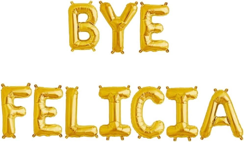 Letromp Bye Felicia Balloons Gold Going Away Party Banner Office Work/Goodbye/Retirement/Farewell/Bon Voyage/Job Change/Leaving Job Moving/Graduation Themed Party Supplies Decorations