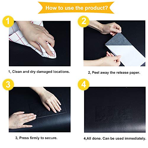 image for Lyeiaa Leather Repair Patch 10 Pieces Leather Repair Kit Black Leather