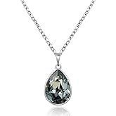 XUPING Teardrop Pendant Necklace Birthstone Crystal Sparkling Necklace for Women Wedding Party Accessories Gift