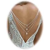 Pearls Back Necklace Backless Dress Shoulder Body Jewelry Bridal Wedding Gold Backdrop Body Chain for Women