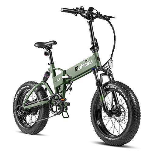 eAhora X7 500W 4.0 Fat Tire Folding Electric Bike 48V 28MPH Snow Beach Electric Bikes for Adults Ful