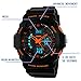 Aposon Mens Dual Time Outdoor Digital Analog Quartz Waterproof Wrist Sport Watch with Electronic LED Display, 3ATM Water Resistant (98ft 30M), Back Light, Alarm, Military 24H Time - Orange