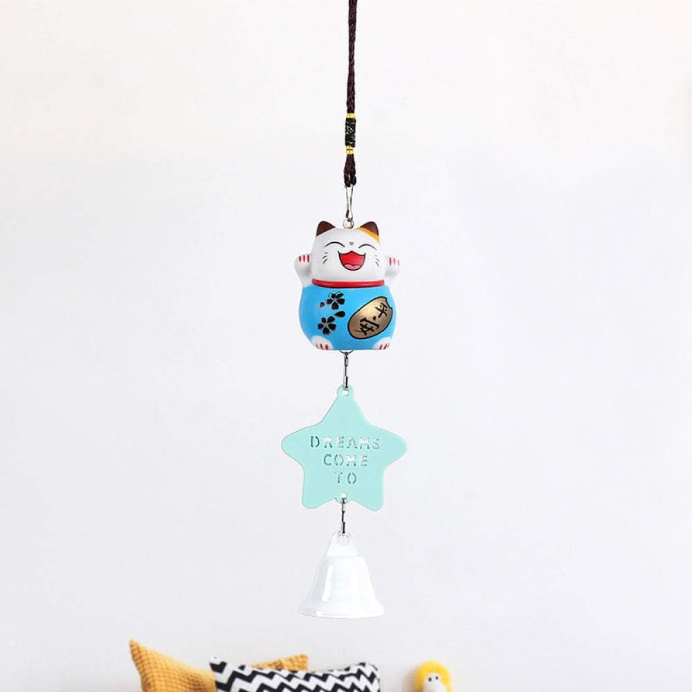 Wind Chimes Blue Cute Lucky cat Wind Chime Hanging Decoration Home Decoration Crafts Gift car Pendant