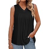 Womens Tank Tops Sleeveless Summer V Neck T Shirts Casual Loose Fit Tunic Blouses