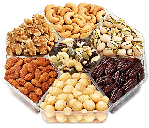 Holiday Nuts Gift Basket - Gourmet Food Gifts Prime Delivery | Jumbo 2LB Gift Basket - Men & Women, Christmas, Mothers & Father's Day Fruit Nut Gift Box, Assortment Tray - Birthday, Sympathy, Get Well