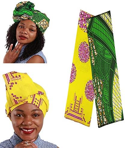 African Traditional Wax Print Head Wraps 68"x 21" Head Scarf Fashion Women