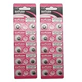 SUNCOM (20 pcs) AG5 Alkaline 1.5V Button Cell Battery Single Use LR754 LR48 393-1W D309 546 393A Watch Toys Remotes Cameras