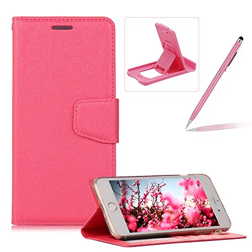 Hot Pink Wallet Case for iPhone 8,Bookstyle PU Leather Flip Cover for iPhone 7,Herzzer Noble Luxury Premium Magnetic Holster Card Holder Folding Stand Leather Protective Case with Soft Inner TPU - Thumbnail 7
