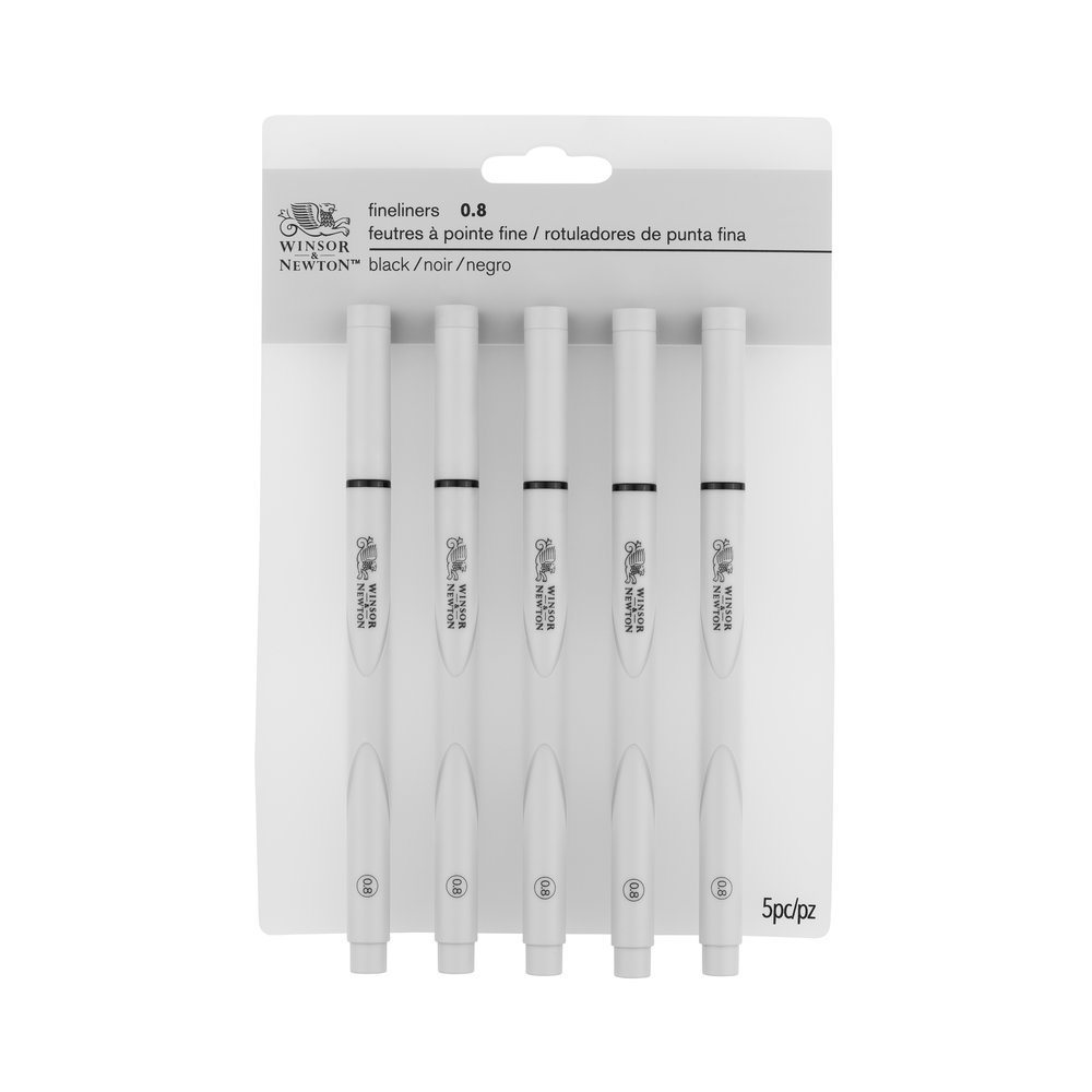 Photo 1 of Winsor & Newton Fineliner Fine Point Pen Set, 0.8 mm Tip, Set of 5, Black