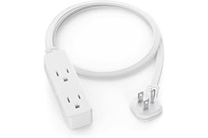 LITSTAR Flat Plug Extension Cord with 3 Outlets - 3 ft White Low Profile Indoor 3 Prong Grounded Power Strip for Home Office & Travel - 16/3 AWG, 13A/1625W